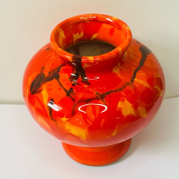 MCM 60’s Flame Drip Glaze Vase 6.5” Glossy Tall Mid Century Gorgeous - Picture 4 of 10